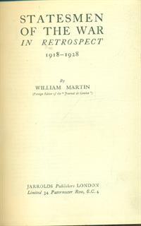 Statesmen of the war in retrospect 1918-1928