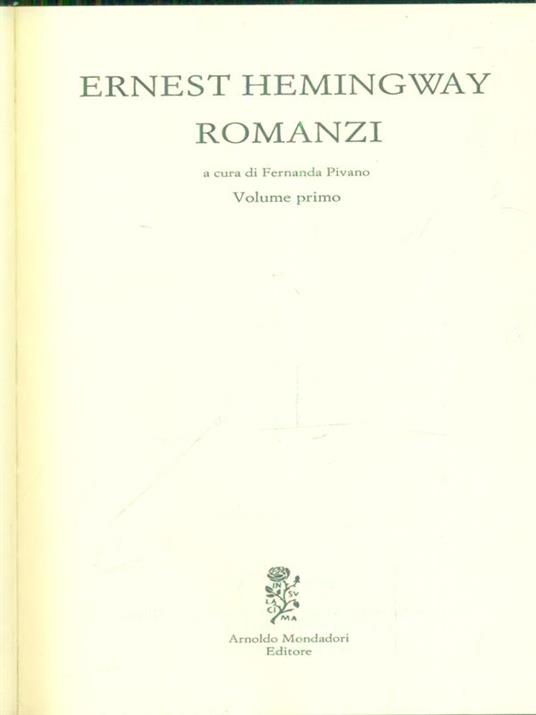 Romanzi * - Ernest Hemingway - copertina