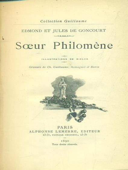 Soeur Philomene - Edmond de Goncourt - copertina
