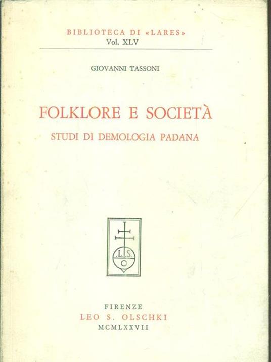 Folklore e societa' - Giovanni Tassoni - copertina