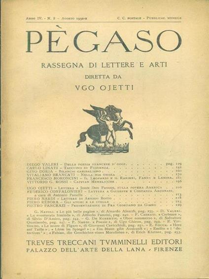 Pegaso n. 8/agosto 1932 - copertina