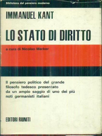 Lo stato di diritto - Immanuel Kant - copertina
