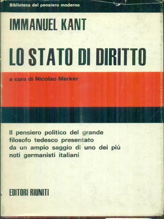 Lo stato di diritto - Immanuel Kant - copertina