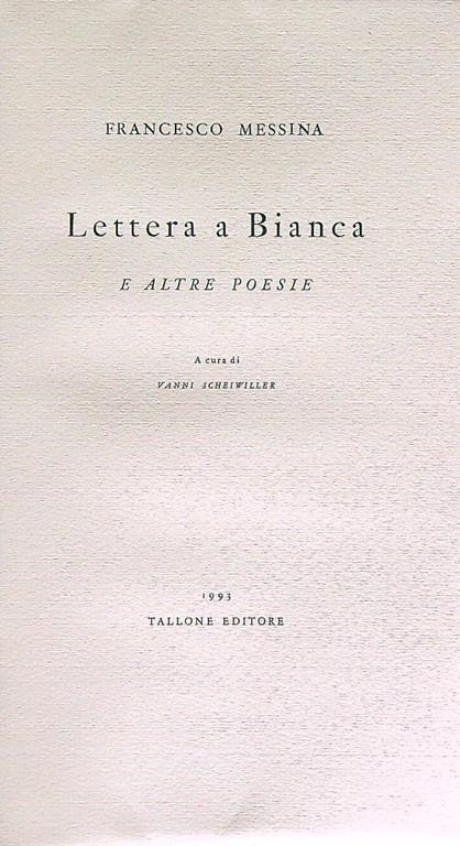 Lettera a Bianca - Francesco Messina - copertina