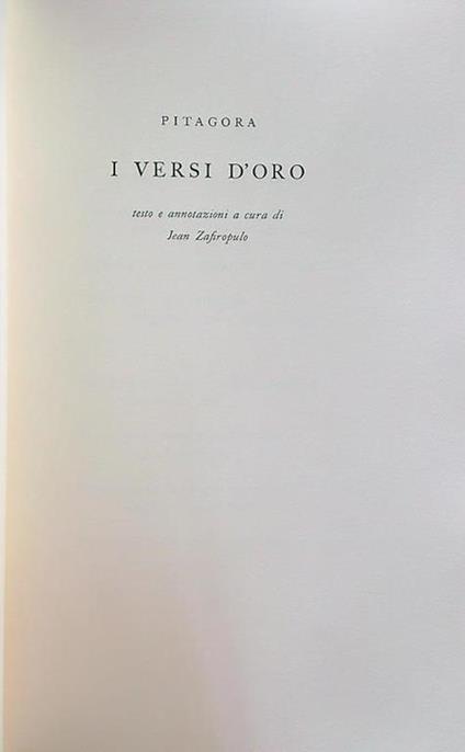 I versi d'oro - Pitagora - copertina