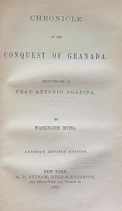 Chronicle of the Conquest of Granada. The works of Washington Irving vol. XIV - Washington Irving - copertina