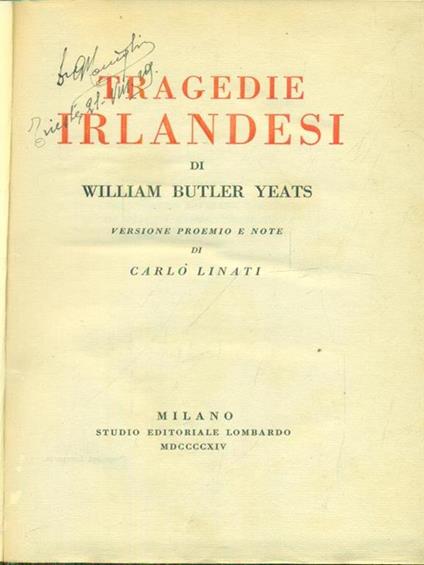 Tragedie irlandesi - William Butler Yeats - copertina