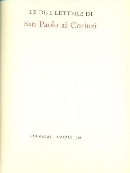 Le due lettere di San Paolo ai Corinzi - copertina