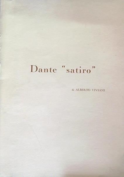 Dante Satiro - Alberto Viviani - copertina
