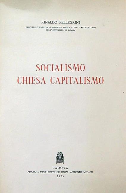 Socialismo chiesa capitalismo - Rinaldo Pellegrini - copertina