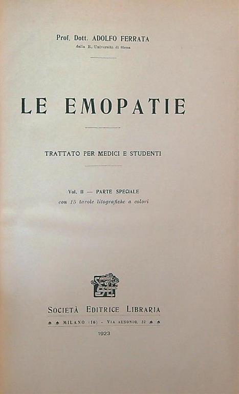 Le emopatie - Adolfo Ferrata - copertina