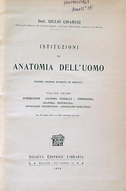 Istituzioni di anatomia dell'uomo 4 voll - Giulio Chiarugi - copertina