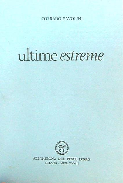 Ultime estreme - Corrado Pavolini - copertina