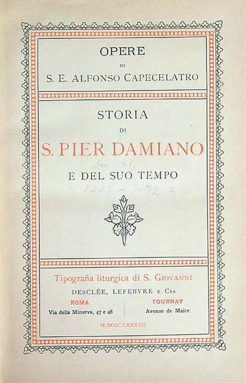 Storia di S. Pier Damiano - Alfonso Capecelatro - copertina