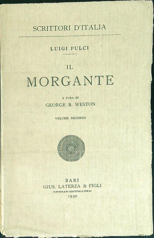 morgante Volume secondo - Luigi Pulci - copertina
