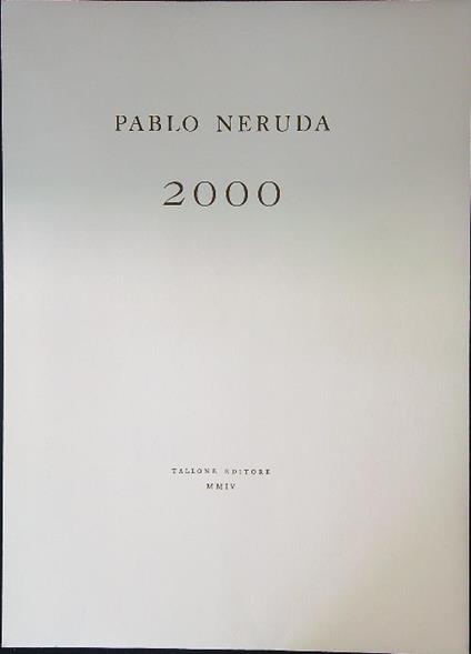 Pablo Neruda 2000 - copertina