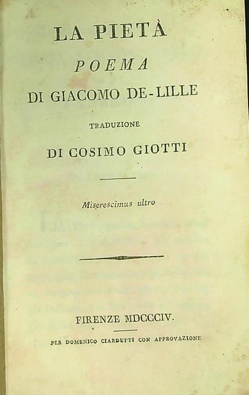 pietà - giacomo De-Lille - copertina