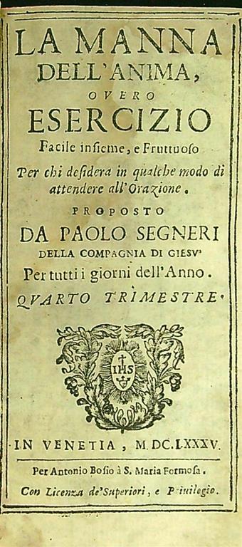 manna dell'anima - Paolo Segneri - copertina