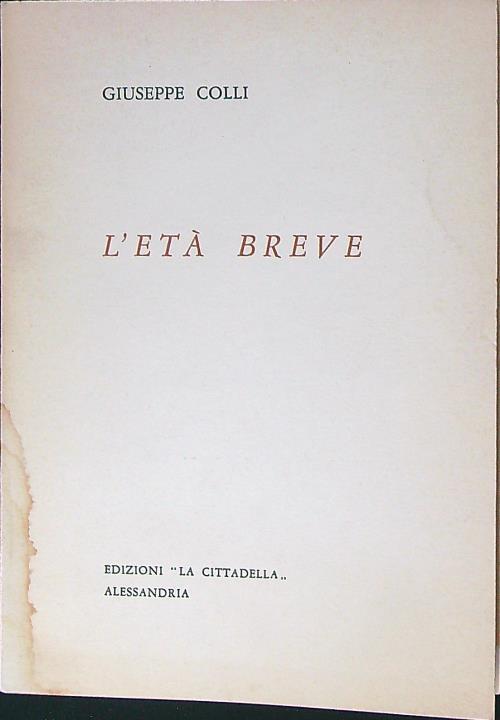 L' età breve - Giuseppe Colli - copertina