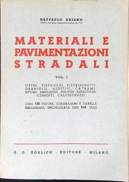 Materiali e pavimentazioni stradali Vol I - Raffaele Ariano - copertina