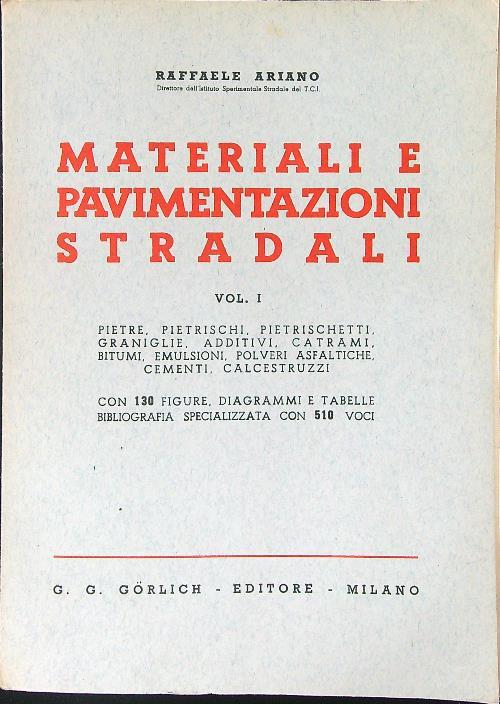 Materiali e pavimentazioni stradali Vol I - Raffaele Ariano - copertina