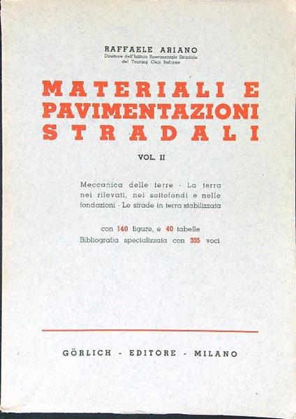 Materiali e pavimentazioni stradali vol II - Raffaele Ariano - copertina