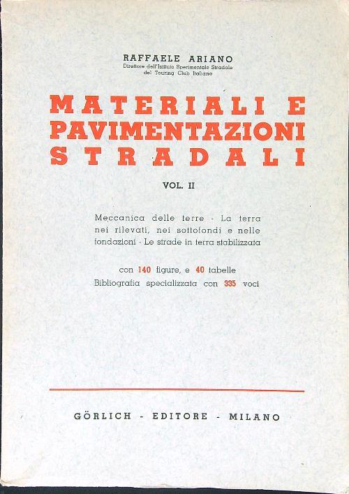 Materiali e pavimentazioni stradali vol II - Raffaele Ariano - copertina