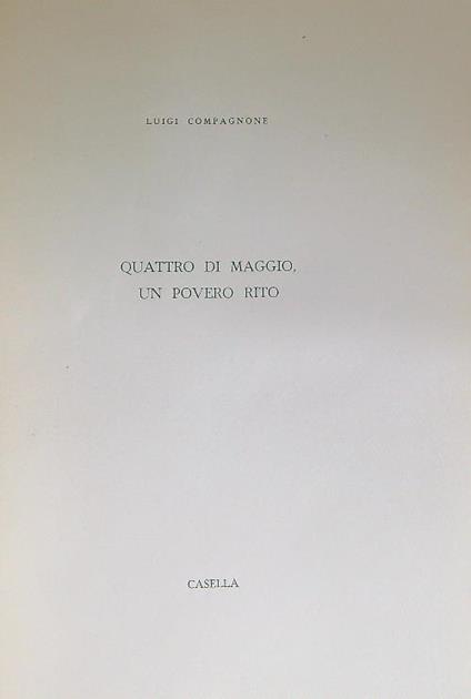 Quattro di maggio, un povero rito - Luigi Compagnone - copertina