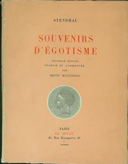 Souvenirs d'egotisme - Stendhal - copertina
