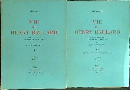 Vie de Henry Brulard 2 vv - Stendhal - copertina
