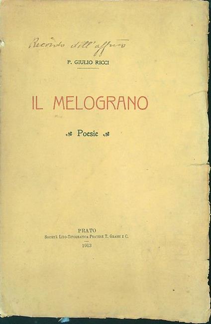Il melograno - Giulio Ricci - copertina