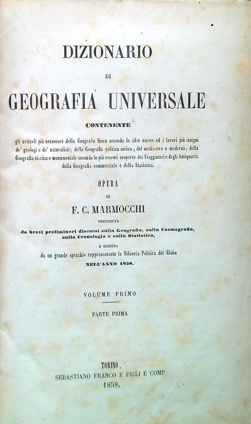 Dizionario di Geografia Universale. 5 Tomi + Supplemento - copertina
