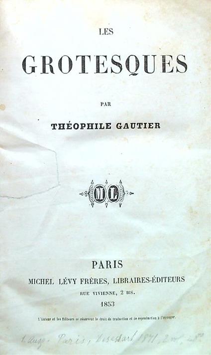 Les Grotesques - Théophile Gautier - copertina