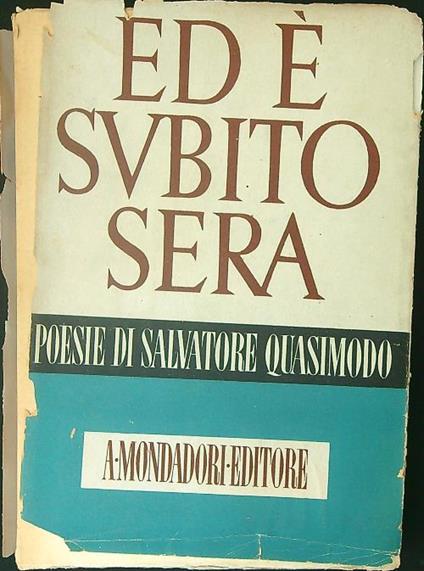 Ed è subito sera - Salvatore Quasimodo - copertina