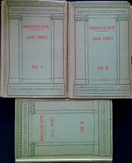 Saggi critici. 3 Volumi - Francesco De Sanctis - copertina