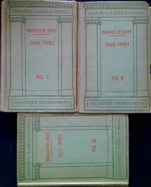 Saggi critici. 3 Volumi - Francesco De Sanctis - copertina