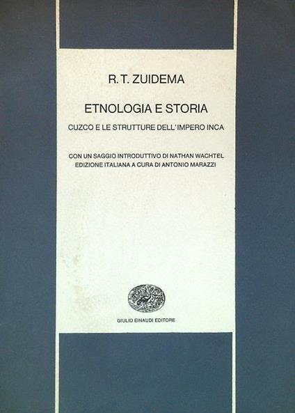Etnologia e storia - R. T. Zuidema - copertina