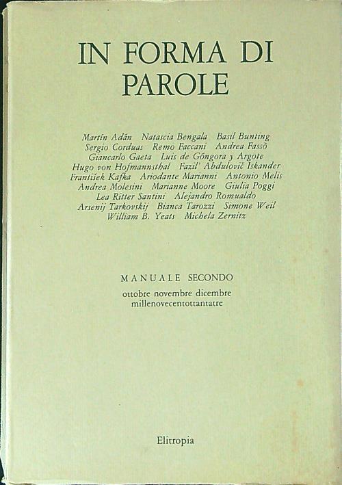 In forma di parole Manuale secondo Ottobre Novembre Dicembre 1983 - copertina