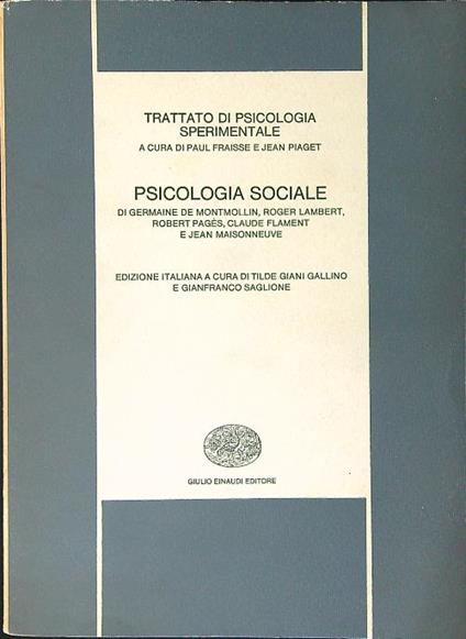 Trattato di psicologia sperimentale Psicologia sociale - copertina