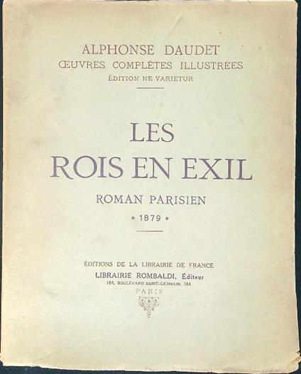 Les rois en exil Roman Parisien 1879 - Alphonse Daudet - copertina