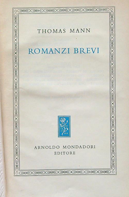Romanzi brevi - Thomas Mann - copertina