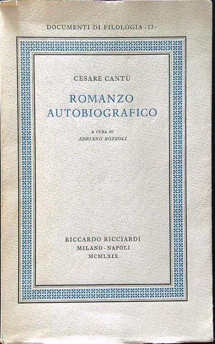 Romanzo autobiografico - Cesare Cantù - copertina