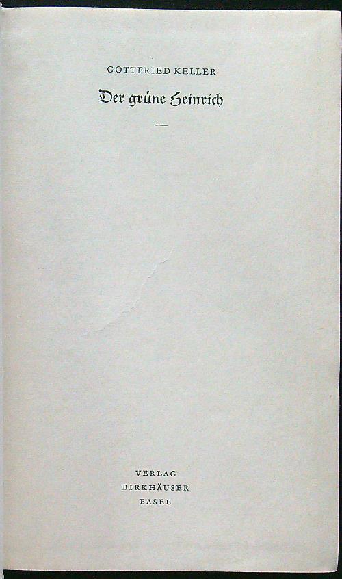 Der grune heinrich III-IV - copertina