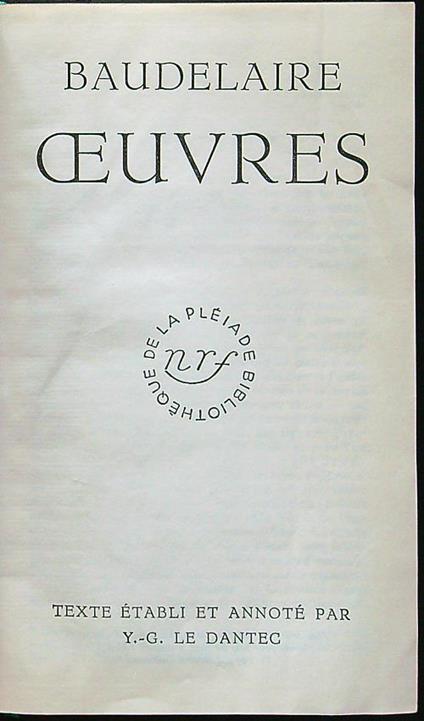 Oeuvres - Charles Baudelaire - copertina