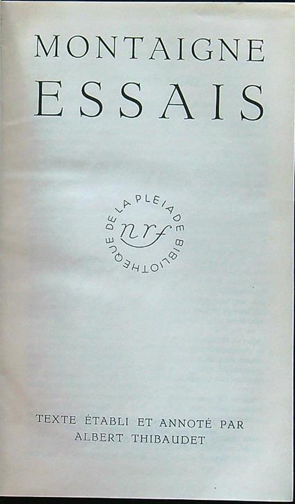 Essais - Montaigne - copertina