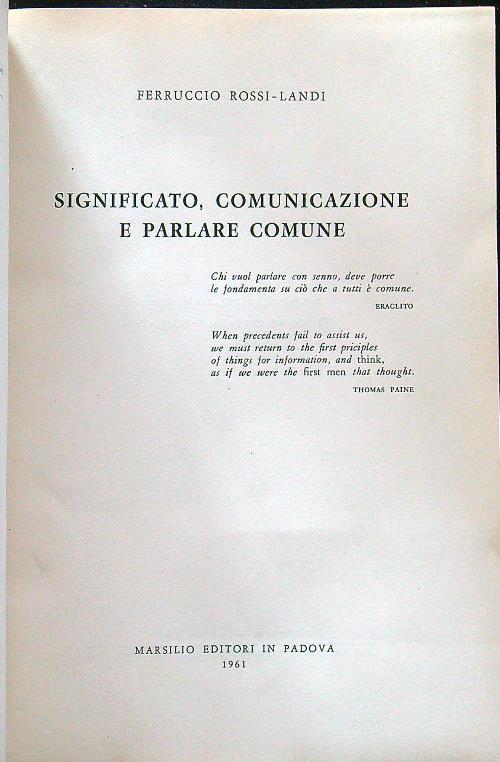 Significato, comunicazione e parlare comune