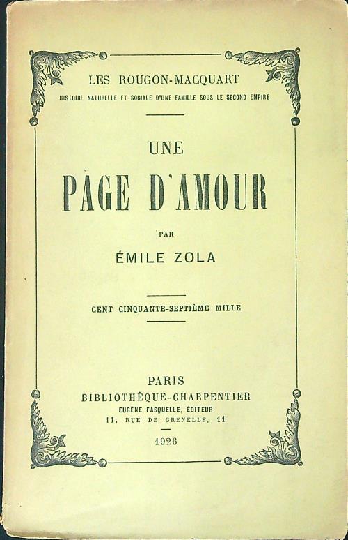 Une page d'amour - Émile Zola - copertina