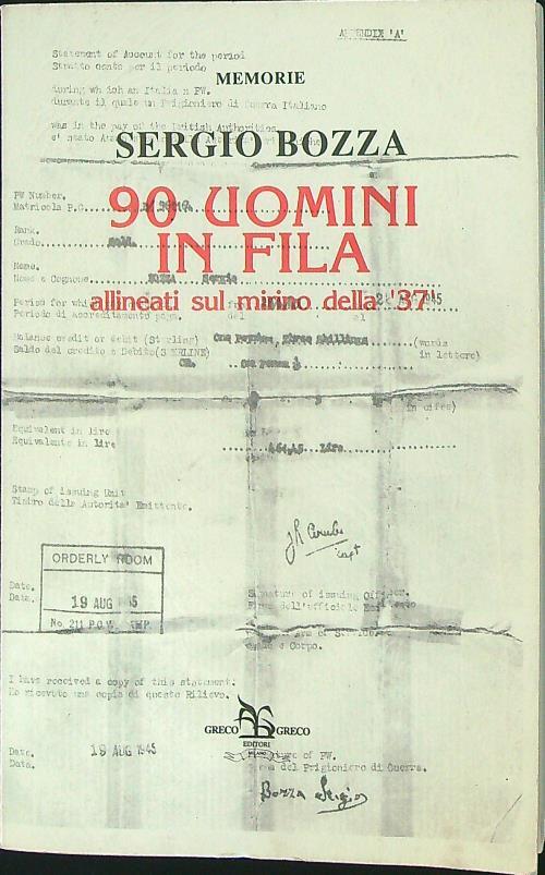 90 uomini in fila - Sergio Bozza - copertina