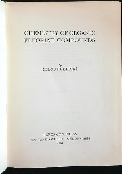Chemistry of organic fluorine compounds - copertina