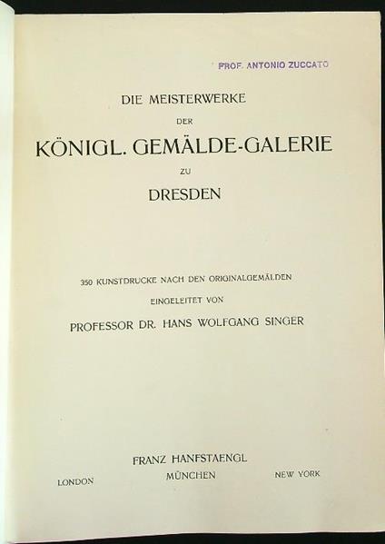Die meisterwerke der konigl. gemalde-galerie zu Dresden - Isaac B. Singer - copertina